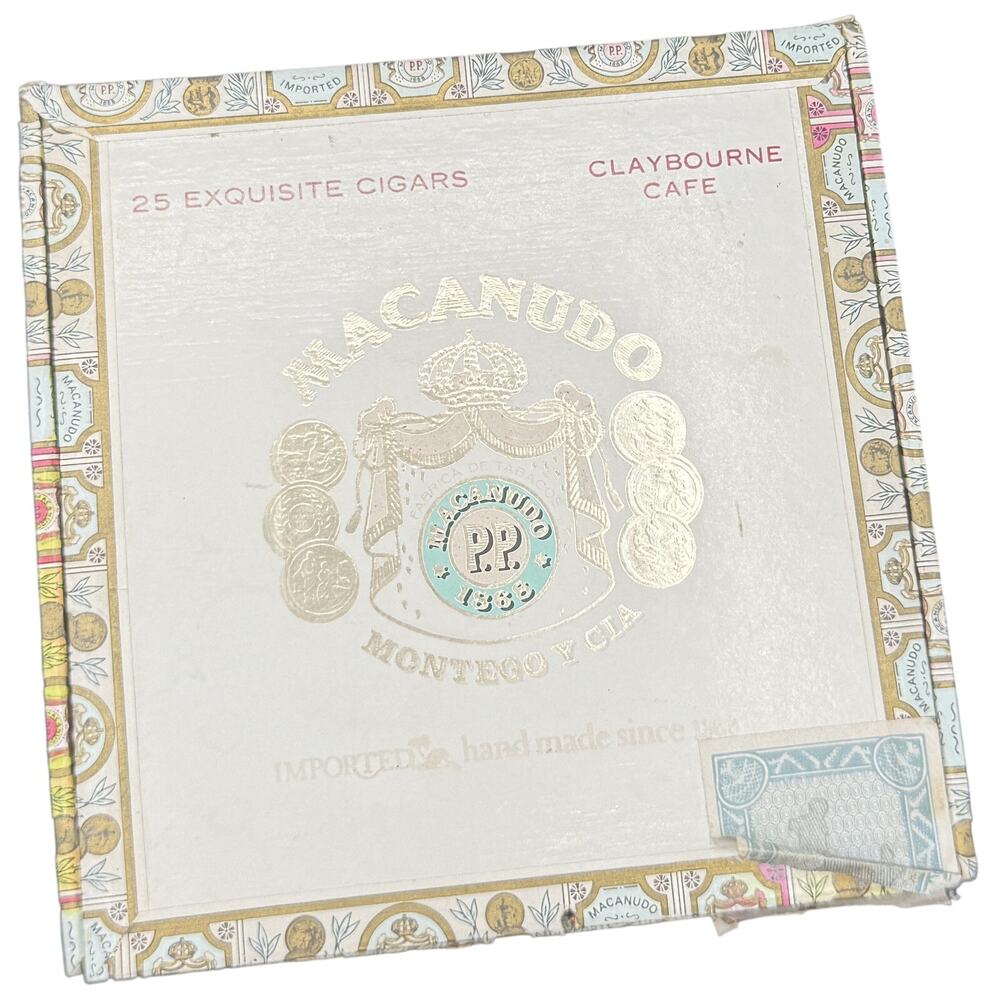 🚬 Macanudo Claybourne Cafe 25 Cigar Box Montego Y Cia Vintage Storage Decor